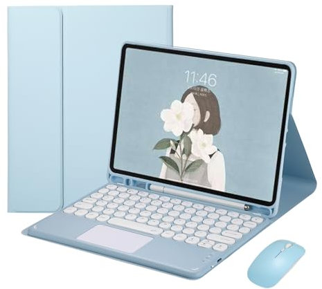 ZKAIAI Custodia Tastiera per Samsung Galaxy Tab A9+/A9 Plus da 11 Pollici 2023 SM-X210/X216/X218, QWERTY Tastiera Trackpad Bluetooth Staccabile con Mouse e Cover Protettiva