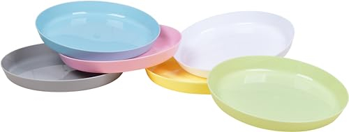 Heku Juego de 6 platos reutilizables en colores pastel, 18,5 cm, de material PP, ligeros y resistentes, aptos para lavavajillas y microondas, multicolor