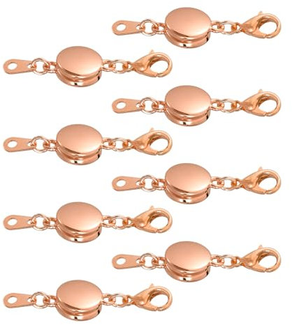 QUARKZMAN 8 Stück Schmuckverschlüsse Kettenverschluss, Flache Armband Verschlüsse mit Karabinerverschlüssen Magnetverschluss Verschluss für Armbänder DIY Herstellung Zubehör (Roségold)