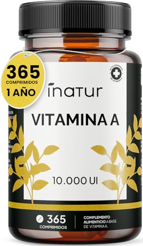Vitamina A 10000 UI - 365 Comprimidos (Suministro para 1 Año) | Apoya Vista, Sistema Inmunológico y Piel | Acetato de Retinol, Alta Potencia, Vegano, Sin Lactosa, Sin OGM