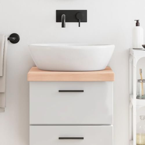 Encimera de baño Madera Maciza sin Tratar 40x60x(2-6) cm,Lavabo sobre encimera, Lavabo de tocador, Lavabo sobre encimera para baño