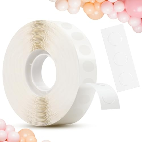 FIXCHORD Puntos Adhesivos para Globos, 600 Puntos Adhesivos Doble Cara, Puntos Adhesivos para Pared que No Dejan Marcas, Puntos de Pegamento de Globos para Decoración de Festivales 12mm