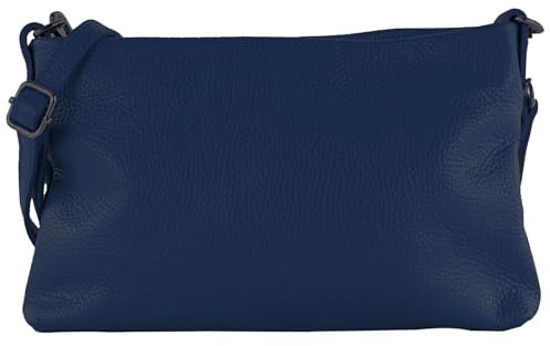 modamoda de T258 Damen Leder Umhängetasche Clutch Kosmetiktasche handmade in Italy, Farbe:Saphirblau