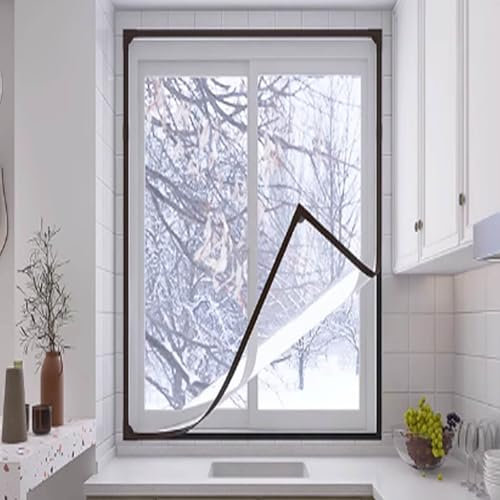 Ventanas de Invierno Aislamiento Cortina Magnética,Película aislante para ventanas,Personalizable cubierta transparente para el aislamiento térmico de ventanas (150x200cm)