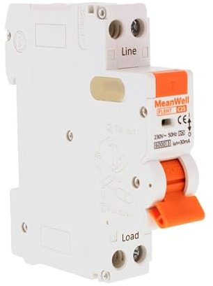 MeanWell Interruttore Magnetotermico Differenziale Tipo A 30mA 6000A, RCBO 1P+N C25 25A, Slim Da 1 Modulo DIN, Curva C 2 Poli 220V