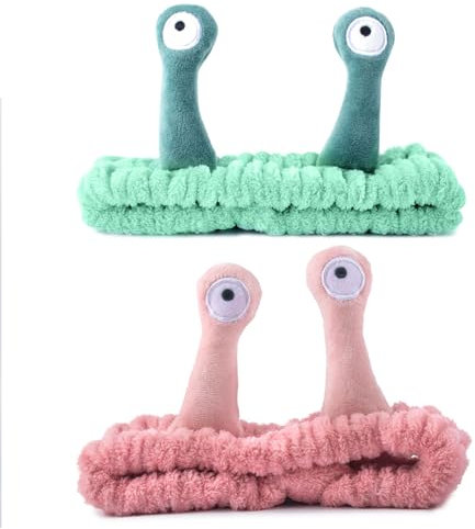 GWAWG 2 Stück Haarband Kosmetik Snail Headband Verwendung für Schminken Hautpflege Gesicht Waschen Spa Schönheit für Frauen Mädchen Grün und Rosa