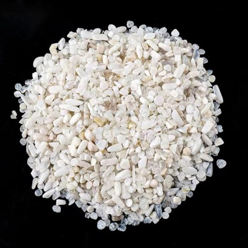 Anevous 100g Dekogranulat Dekosteine, 3-5mm Kristallsteine, Kleine Halbedelsteine, Ziersteine Steine für Handwerk Aquarium Blumentopf Landschaftsbau Vase Füller Dekoration,Weiß B