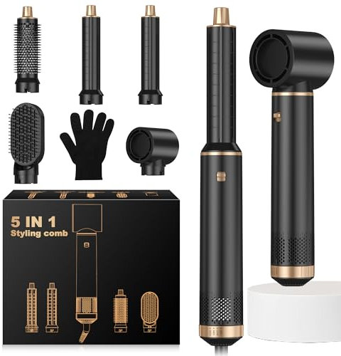 Airbrush 5 in 1, Magic Styler 5 in 1 Hair Styler with with Curl Straighten, Volumise, Smooth and Hairdryer for Styling, Blow Dryer Brush, Air Styler for All Hair Type/Length