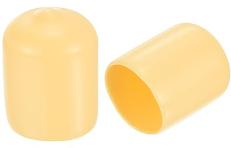 QUARKZMAN 20pcs Embouts en Caoutchouc, 17 mm ID Vis Filetage Protecteur en PVC Embouts de Protection Flexible pour Tube Métallique, Câbles, Fils, Tige, Écrou et Cache Boulon, Beige