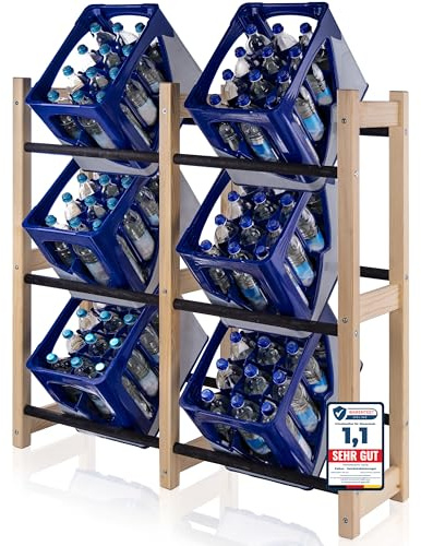 PATKAR Getränkekistenregal 6 Kisten [EXTRA STABIL] - Getränkeregal Weinregal für Jede Kistensorte (Made in Europe) - Standfestes Kistenregal freistehend - Regal Getränkekisten aus hochwertigem Holz