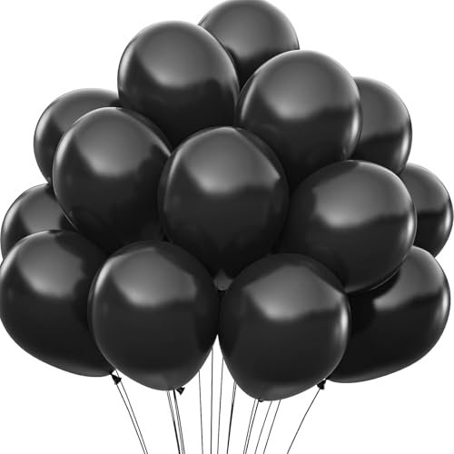 DazzJoy 20 Stück Metallic Schwarze Luftballons Geburtstag,10 Zoll Luftballons für Geburtstagsdeko Schwarz,Schwarze Ballons Hochzeit,Luftballon Schwarz Party Deko,Geburtstagsluftballons Helium