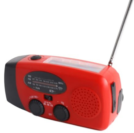 Radio Solar de Manivela, Radio Am/FM con función NOAA, Altavoz de 1W, Carga Solar y Manual, luz LED, batería de 1200mAh, Ideal para emergencias y Actividades al Aire Libre