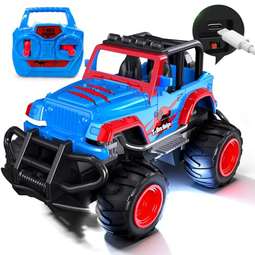 Tecnock Mini coche teledirigido para niños, 1:32, coche teledirigido con batería tipo C, 2,4 GHz robusto mini camión teledirigido, fácil control de joystick, juguete interior y exterior, regalo para