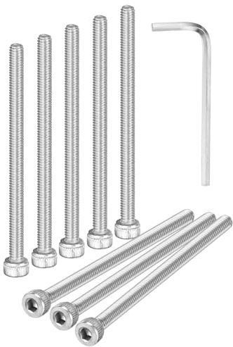 M METERXITY 10-Pack M4 x 60mm Socket Head Cap Screws, 304 Stainless Steel Hex Machine Bolts, Allen Socket Drive Screw with Hex Wrench for Repair/DIY, Fully Threaded Fasteners Kit [Silver]