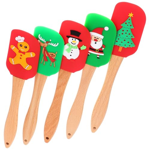 BIUDECO 5pcs Silicone Cream Spatula Baking Tools Christmas Cake Spatula Household Butter Silicone for Baking
