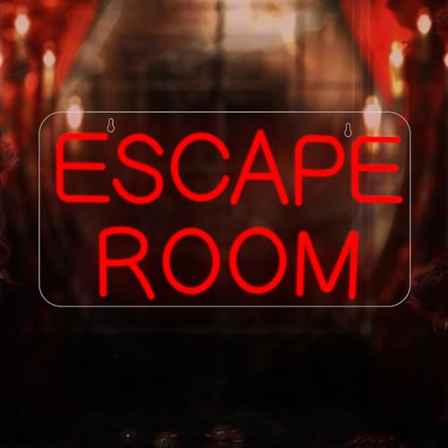 Escape Room Neon Schild, LED Horror Spiel Rot Neon Sign für Wand Deko, Dimmbare Neonlichter USB Power für Spielzimmer Shop Store Bar Pub Club Home Männ Höhle Party