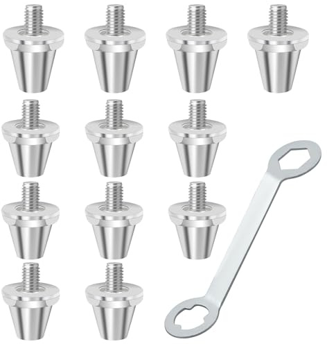 MISIQIMA Juego de 12 tacos de rosca, aptos para tacos de repuesto Nike, M5 con clavos, tacos de fútbol, material de aleación de aluminio, antideslizante y resistente al desgaste, 2 tamaños, 11 mm, 13