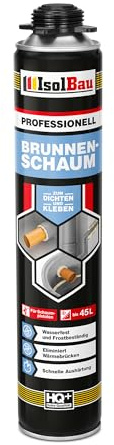 Isolbau - Brunnenschaum 1K Bauschaum Wasserdicht Aussen und Innen - Montageschaum 750 ml - PU-Schaum - Pistolenschaum Dämmschaum Isolierschaum