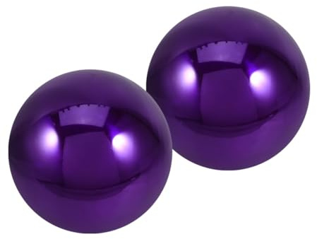 2 Stück Edelstahlkugeln Lila Spiegelkugel Gartendekoration im Freien | Gartenkugeln für Außen, Reflektierender Ball für Hof und Rasen, Schlichtes Design