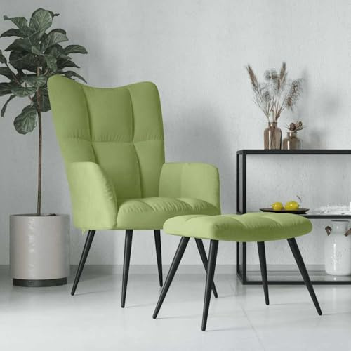 Mengtu Hellgrüner Samt Relaxsessel mit Hocker - Elegant & Stabil, 61x70x96,5 cm Model328087