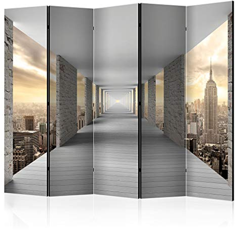 decomonkey Paravent Raumteiler Innen Stadt 225x172 cm 5 Teilig Beidseitig Room Divider Wall Raumteiler Stehend Trennwand Sichtschutz Spanische Wand Sichtschutzwand Wohnzimmer Holz Tunnel Mauer