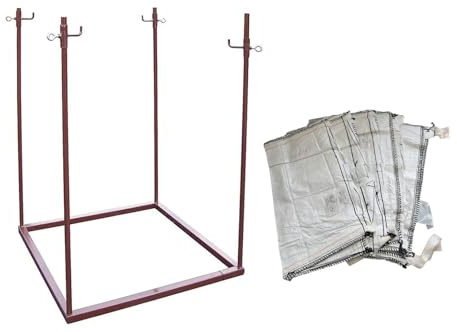Miko® Big Bag Gestell – inkl. 5x Big Bags 90x90x90 cm mit 6 Schlaufen – robustes & stabiles Befüllgestell für Baustelle, Garten, Schüttgut, Sand, Kies, Holz – Heavy Duty Rahmen