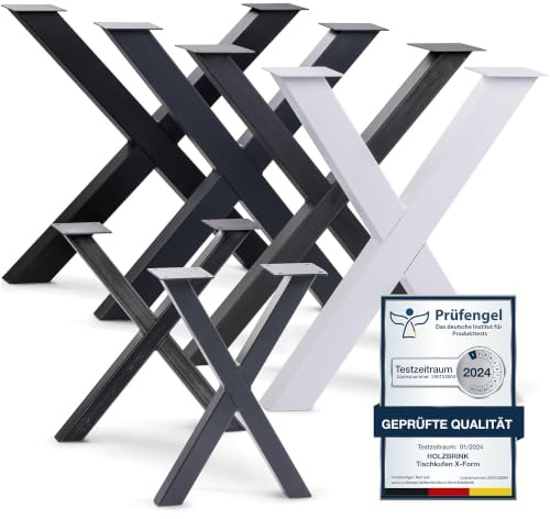 HOLZBRINK Tischbeine Metall Grau X-Form | Design Tischkufen/Tischgestell für Couchtisch, Esstisch, Schreibtisch, Sitzbank | 1 Stück Möbelfüße 70x72 cm