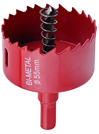 Utoolmart 55mm Bi-Metal Hole Saw M42 High Speed Steel Holesaw Blade 25mm Cutting Depth Opener Cutter Drill Bit with Triangular Handle for Wood Sheet Metal Plastic Fiberboard