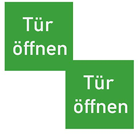 2 Stück – Aufkleber für Taster Tür Schalter Tür öffnen Folie selbstklebend grün | 52x52mm Made in Germany