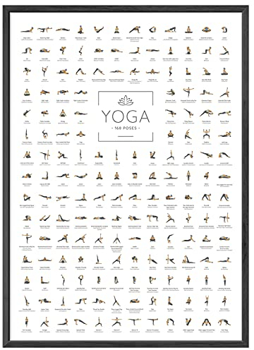JUNOMI® Yoga Poster DIN A2 mit 168 Posen und Asanas, perfekte Yoga Geschenkidee für Studios und Übungen Zuhause, geeignet für Beginner und Profis | ohne Rahmen