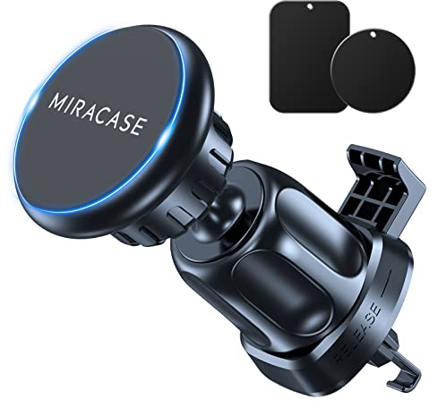 Miracase Car Phone Holder, Universal Magnetic Mobile Phone Mount, Vent Clip and Strong Magnet Hands Free Kits Compatible with iPhone 15/14/13/12/SE/11/xr/xs/x/8/7,Samsung, Huawei ect