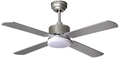 BEL AIR HOME - Ventilateur de Plafond Kenia - Moteur DC 6 Vitesses - Lumière LED 20W 3 Tons - Télécommande Réversible - 107 cm - Plafonnier Métal - Ventilateur Plafond, Argent