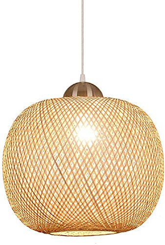 FAZRPIP Bambus Leuchte Kreative Kuppel Vogelkäfig Deckenleuchte Handgewebte Bambus Pendelleuchte Kunst Vogelnest Lampenschirm Deckenhängeleuchte Mit Verstellbarem Kabel