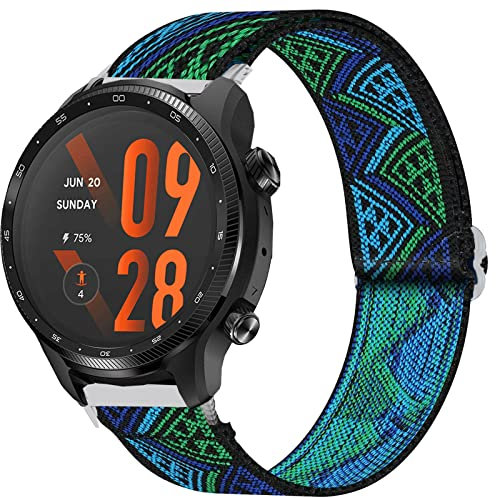 Giaogor Compatible for TicWatch Pro 3 Ultra Band, Stretch Elastics Nylon Adjustable Replacement Strap Accessories Compatible for icWatch Pro 3 Ultra GPS Smartwatch 2021 (Blueprint)