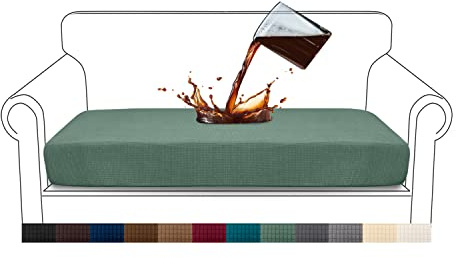 Granbest Premium Wasserabweisend Sofa Sitzkissenbezug High Stretch Jacquard Stoff Couch Sitzbezug Schonbezug Schutz für 3 Sitzer Sofa (2 Sitzer, Matcha Grün)