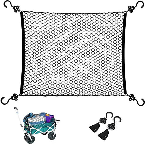 Frachtnetz für Strandwagen, Auto-Frachtnetze für Nutzwagen, Gartenwagen, Faltbarer Wagen mit Aufbewahrungstasche, aus strapazierfähigem Nylon-Netz, 96,5 x 81,3 cm