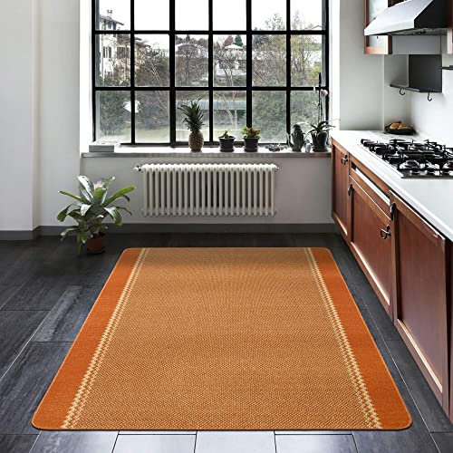THE RUGS - Machine Washable Area Rugs & Runners for Living room, bedroom kitchen hallways Bordered Design|Terracotta 150x100 cm