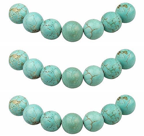 MJDCB Perlen zum Auffädeln 8mm 45 stück Türkis Perlen mit Loch Lose Runde Steinperlen für Herstellung Schmuck Armbänder Halsketten