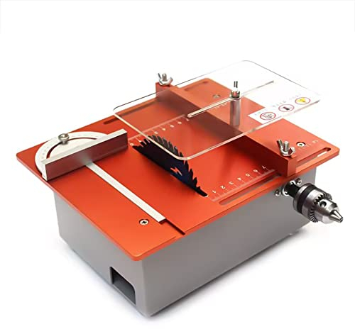 hzexun 360W Mini Sierra de Mesa Sierra de Mesa Pequeña para Artesanía en Madera, Sierra de Mesa Eléctrica Compacta de Sobremesa con Hoja de Sierra Elevable Doble Motor, Portátil