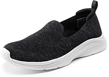 DREAM PAIRS Damen Sneaker Turnschuhe Atmungsaktiv Sportschuhe Bequeme Schlupfschuhe Slip On Jogging Fitness Schuhe SCHWARZ 43 (EUR) SDWS2307W-E