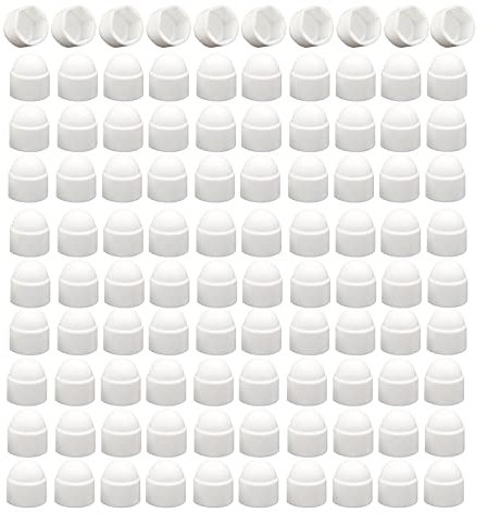 M8 (13mm Wrench) Plastic Nut and Bolt Protection Dome Cover, White Hex Nut Protective Caps Cover, No Thread, 100 PCS