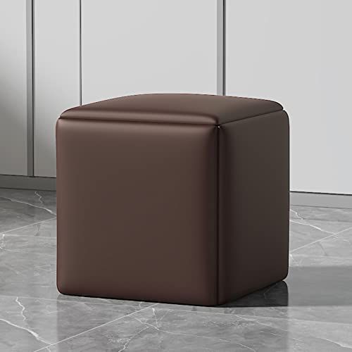 5 In 1 Nesting Hocker Fußstütze Hocker, Polsterhocker Würfel Fußstütze Sitz Stapelbarer Hocker Fußhocker Mit Rädern Kreatives Sofa Für Zuhause Wohnzimmer Schlafzimmer ( Color : Brown , Size : 35CM/13.