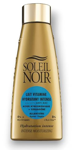 Soleil Noir - Lait Vitaminé Hydratant Intense - Tous Types de Peaux - Collagène, Acide Hyaluronique et Vitamines - Fabrication Française - Flacon avec Capsule Twist, 150 ml