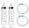 2 Pack Plastic Syringe 60 ml with Tube Measuring Feeding Syringes with Cap Liquid Spritze for Fluid Oil Suction Pet Food Dosierspritze and Multiple Uses (Individual Package)