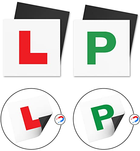 ANLIOTE Magnetic L Plates Red and Magnetic P Plate Green 4 Pack for Car New Drivers, Fully Magnet Learner Stickers - No Fall off Easy to Use without Scratching Vehicle Paint
