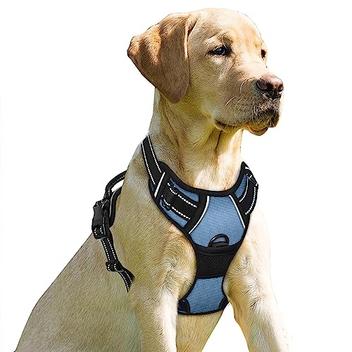 BARKBAY No Pull Dog Harness Front Clip Heavy Duty Reflective Easy Control Handle for Large Dog Walking(Navy,L) | Soft Padded No Choke With Handle,Easy On&Off,Adjustable Reflective For Walking Training Running(Navy,L)