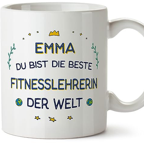 Mugffins Tassen Personalisierten für FITNESSLEHRERIN Frau - Auf Deutsch - Beste der Welt - 11 oz / 330 ml - Individuell Anpassbar Geschenk Mitarbeiter