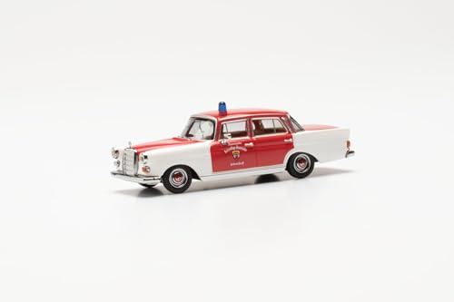Herpa Modellauto Mercedes-Benz 200 Heckflosse Feuerwehr Schorndorf, Miniatur im Maßstab 1:87, Sammlerstück, Made in Germany, Modell aus Kunststoff
