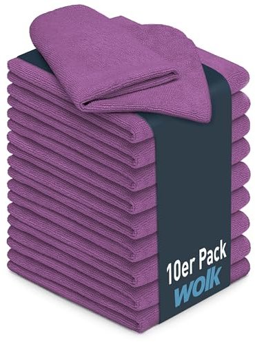 wolk Mikrofasertücher - 10 Stück - Größe: 40 x 40 cm - Farbe: lila - Material: Polyester/Polyamid - Lappen, Reinigungstücher, Putztücher - Bad, Kuche, Gastronomie