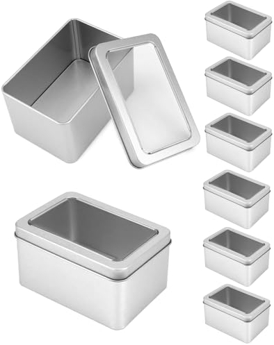 QWORK® 8stk. Klein Blechdose mit Deckel, 107x72x60 mm Klein Aufbewahrungsbox zur Aufbewahrung von Kleinigkeiten oder als Geschenkbox